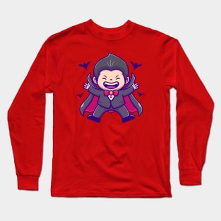 Cute Dracula With Bats Long Sleeve T-Shirt